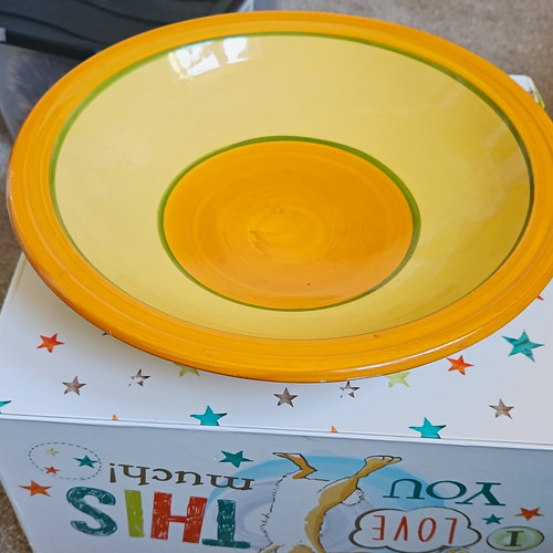 Yellow ceramic serving bowl - yellow,