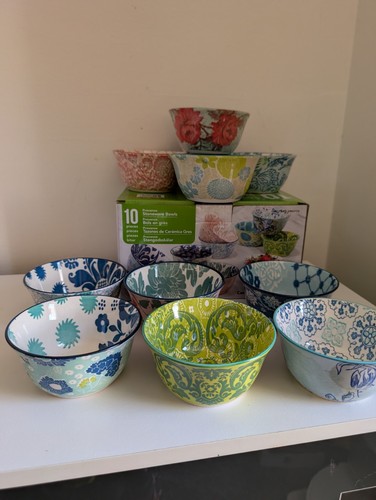 Stoneware bowls piece set - stoneware, 10-piece